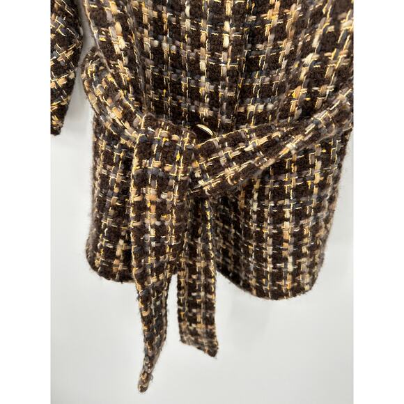 Kate Spade Womens Brown Tweed Annie 3/4 Sleeve Jacket Coat Wool Belt Size XS/S - Picture 9 of 10
